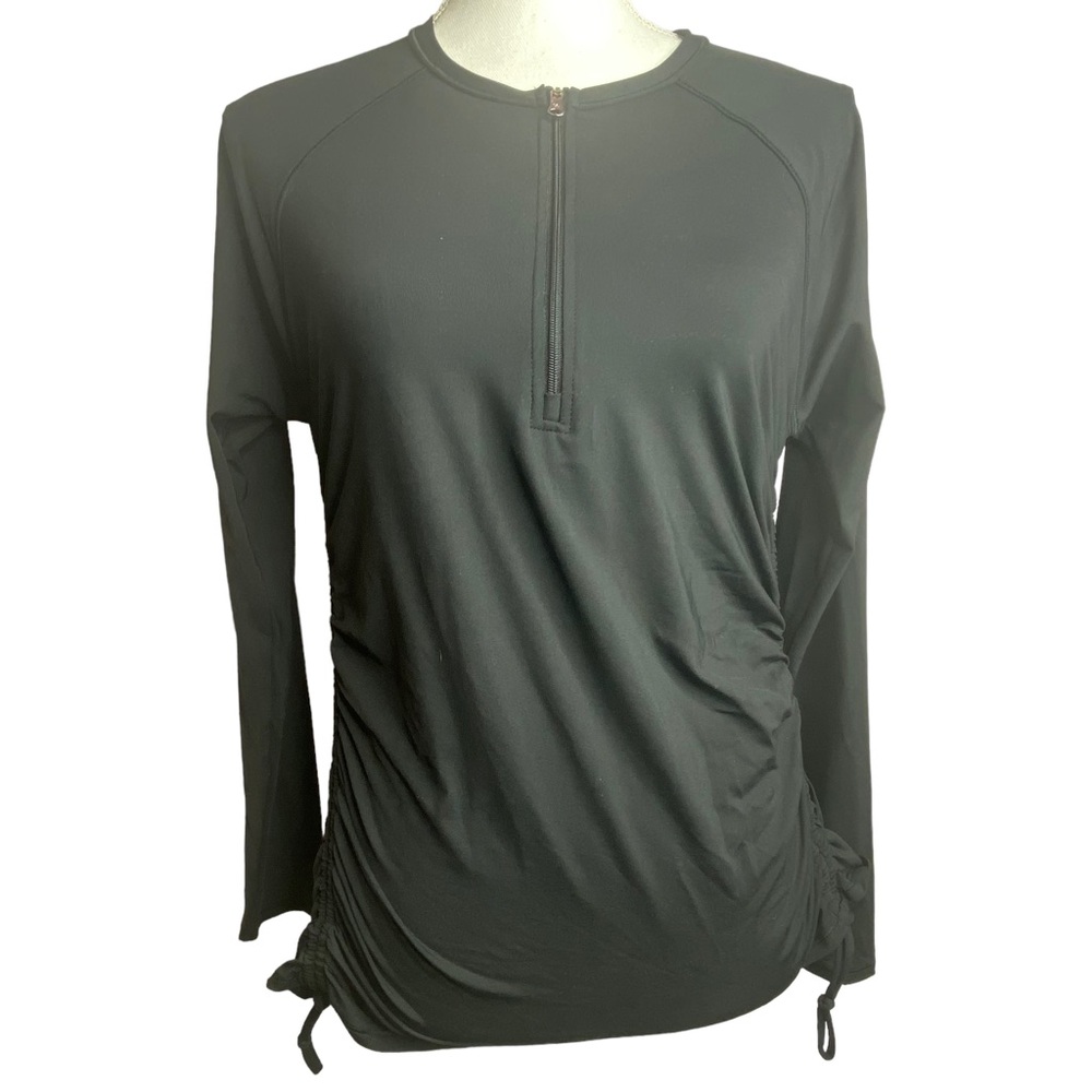 Calia Black Quarter Zip Ruched Lightweight Jacket